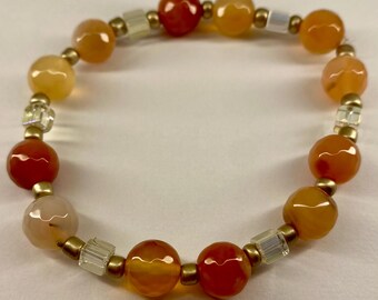 Handmade Gold-tone Natural Stone and Glass Beaded Bracelet - Boho, Y2K, Preppy - 3 Variations