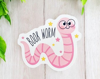 Book Worm Sticker | Bookish Sticker | Vinyl Sticker | Laptop Decal | Water Bottle Sticker | Book Worm Decal