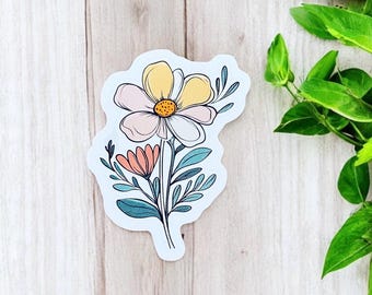 Floral Sticker | Bookish Sticker | Vinyl Sticker | Laptop Decal | Water Bottle Sticker | Flower Decal