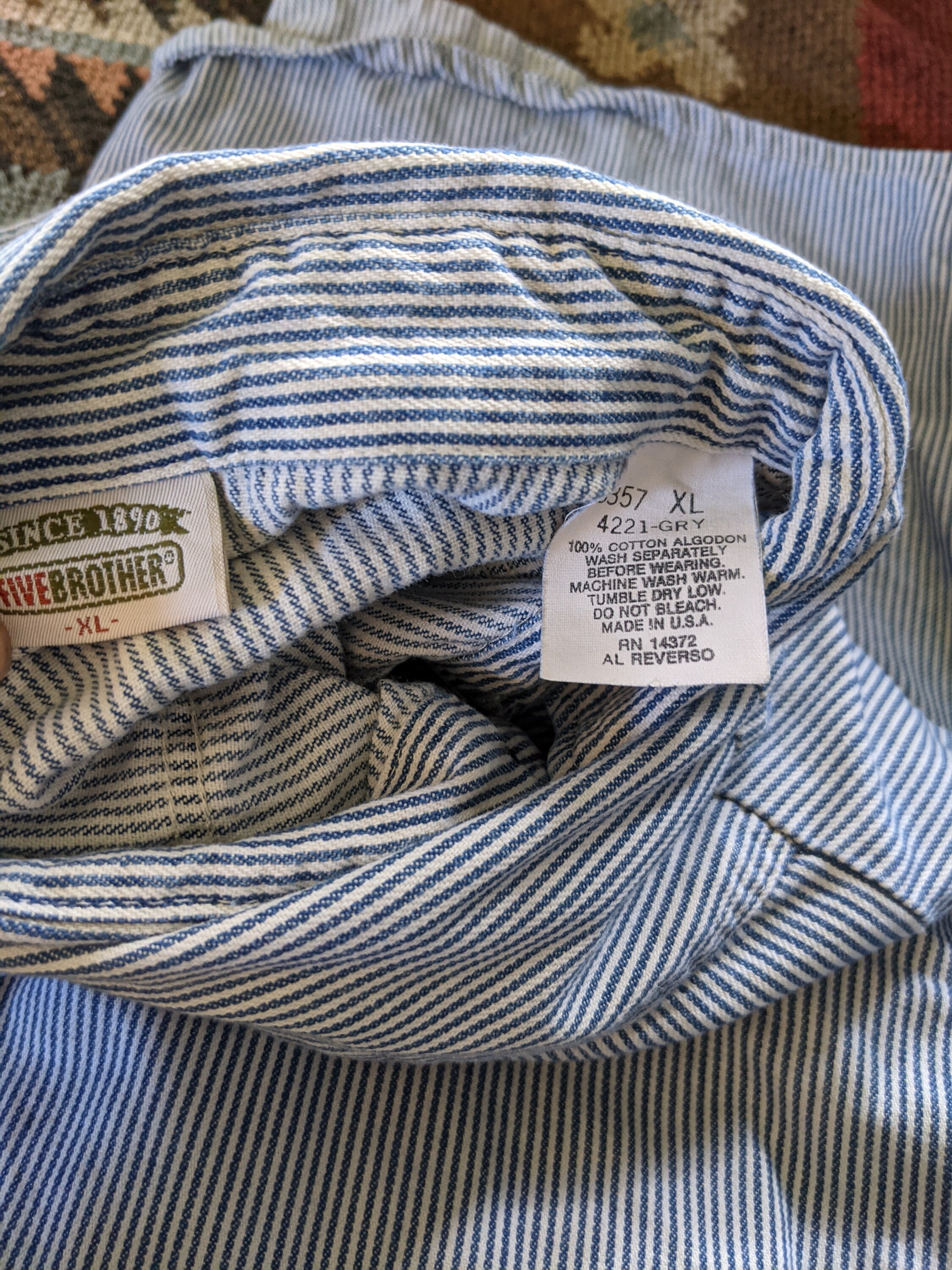 Railroad Stripe Button Down Shirt XL/XXL | Etsy