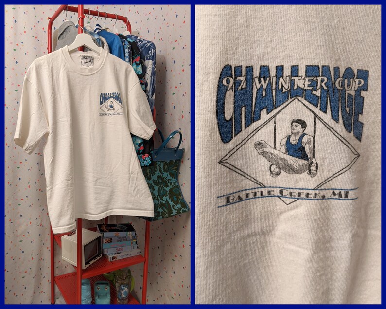 White 90s Gymnastics Tee LXL