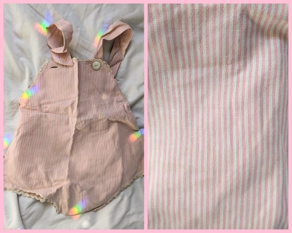 Pink Striped Baby Overalls from 1920s/30s