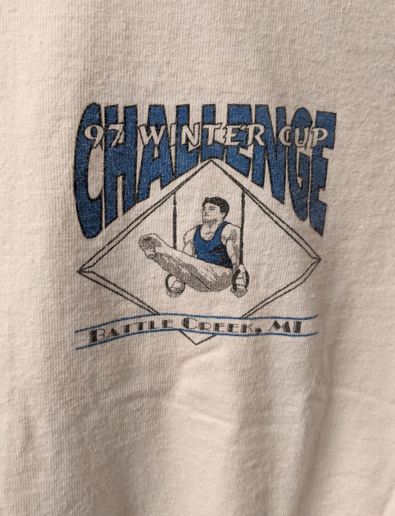 White 90s Gymnastics Tee LXL