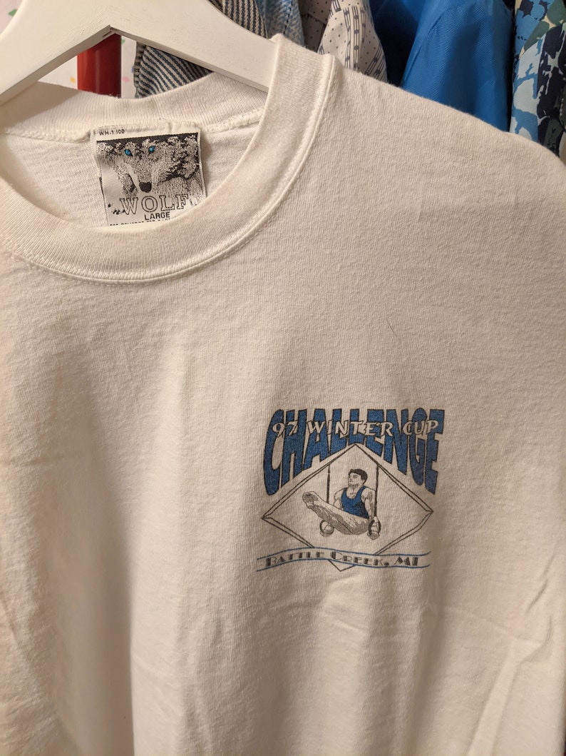 White 90s Gymnastics Tee LXL