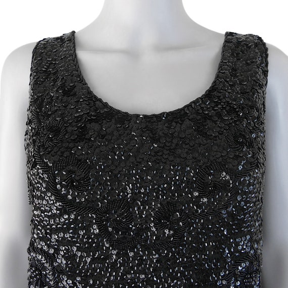 Vintage 1960s Sequined & Beaded Wool Sweater Tank… - image 2