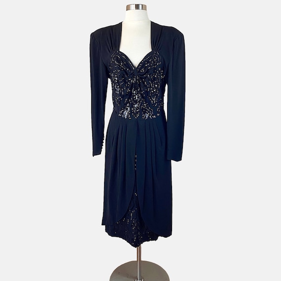 FREE SHIPPING! Vintage 1940s Rayon Crepe Sequins D