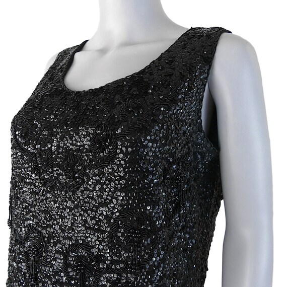 Vintage 1960s Sequined & Beaded Wool Sweater Tank… - image 4