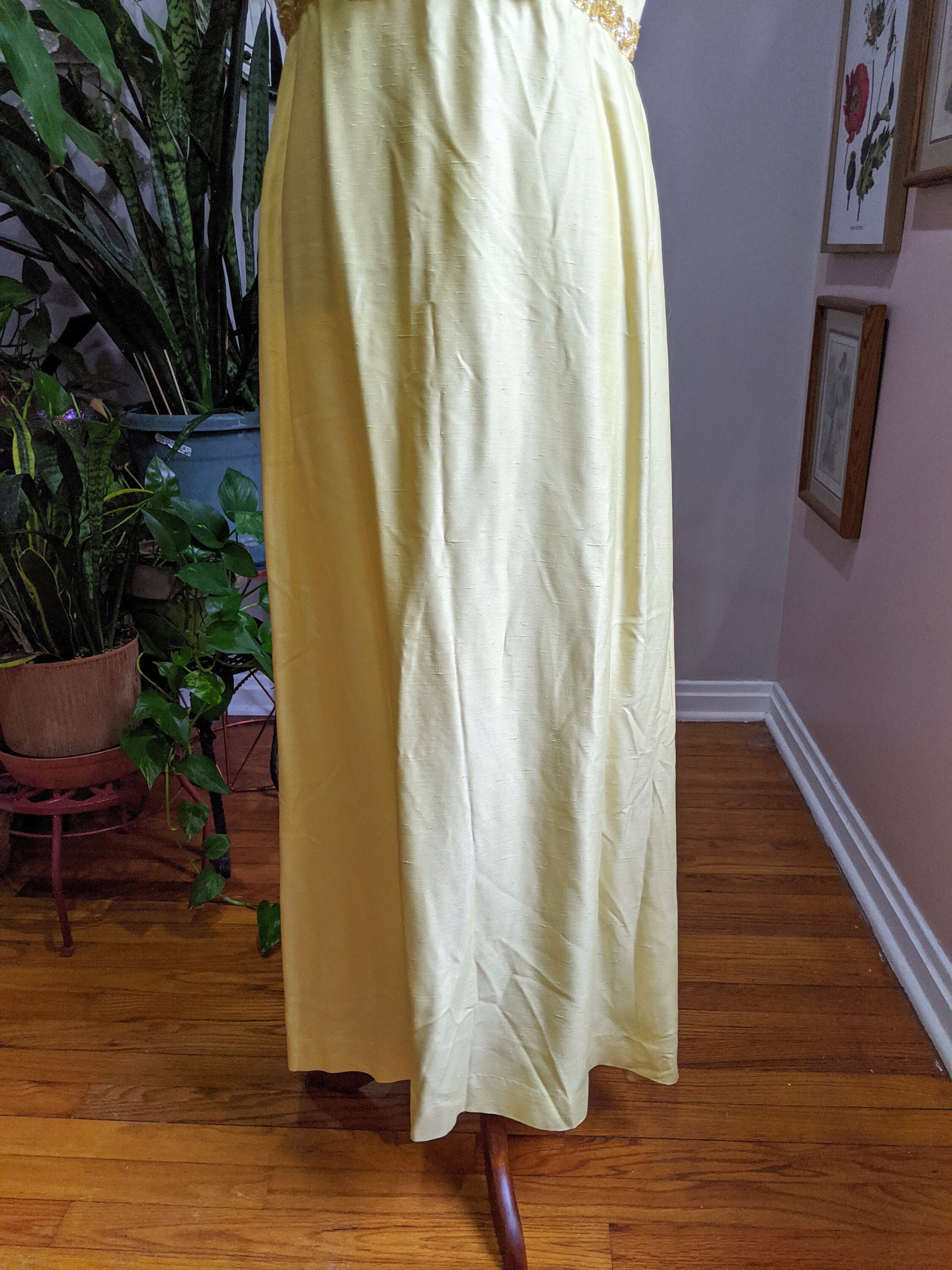 Nadine Dress // Vintage 1960's Sunny Yellow Full Length | Etsy