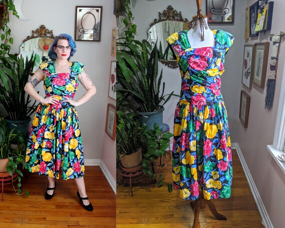 Kate Dress // Vintage 1980's Black Cotton Party Dr