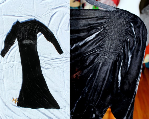 Avaline Dress // Vintage 1930's Jet Black Silk Vel