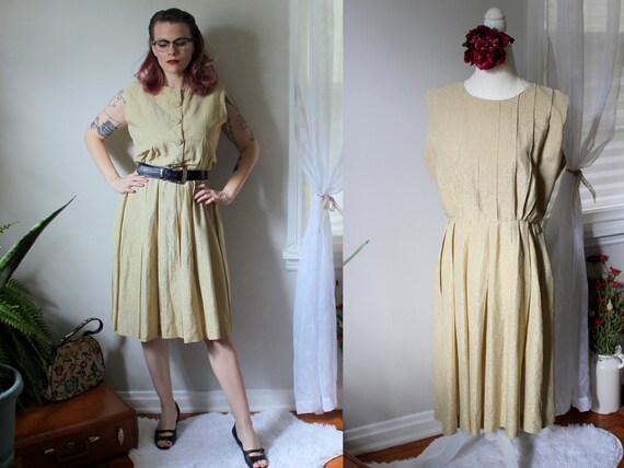 Vintage 1950's Gold Lurex Cocktail Dress // Goldie