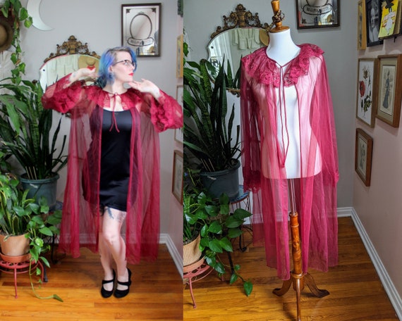 Rose Dressing Gown // Vintage 1960's 1970's Dark W