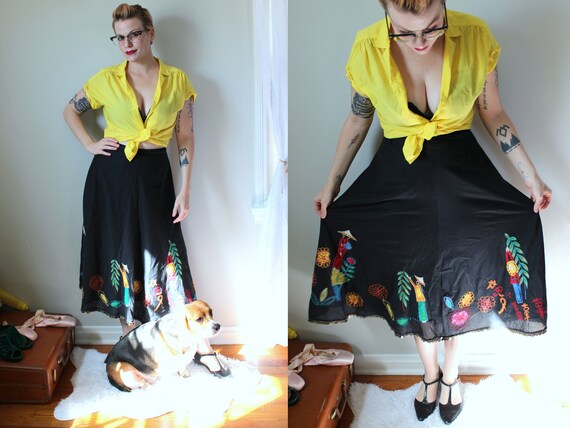 Blanche Skirt // Vintage Novelty Circle Skirt with