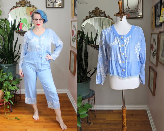Alexis Set // Vintage 1980's does 1920's Rayon Blu