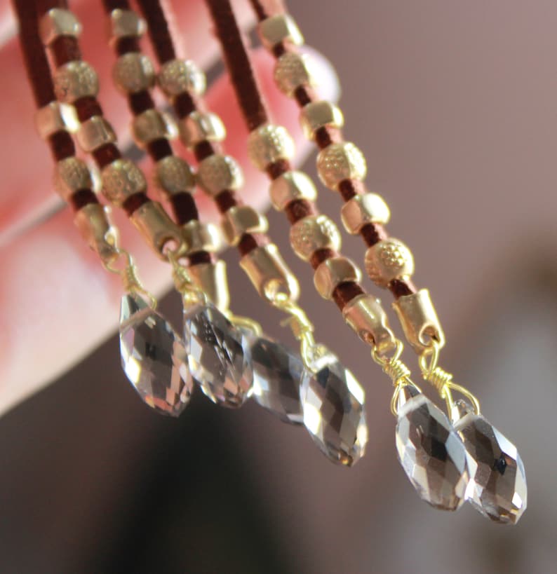 Retro Repurposed Hart Earrings Hoop Earrings with Leather Tassels /& Beads