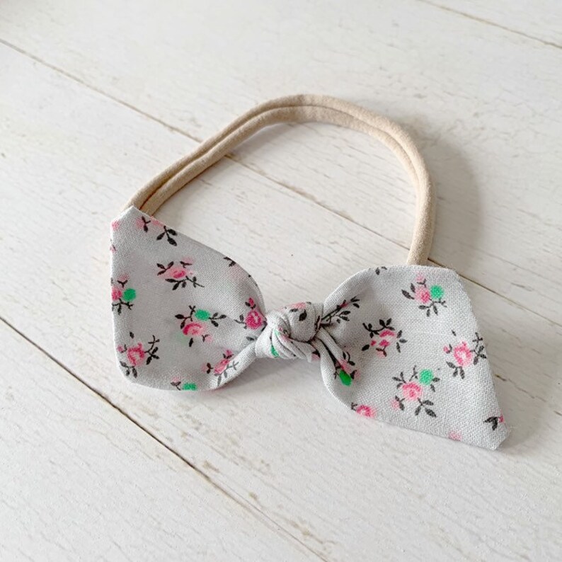 Baby girl nylon headband {Pink Rosette} bitsy knot bow