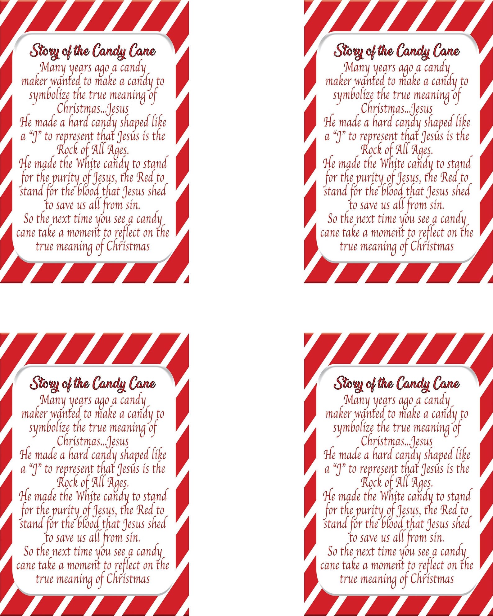 Legend of the Candy Cane Story, Printable Gift Tags, Treat Bags, Candy ...