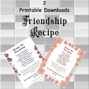 Printable Art, Friendship Recipe, Digital Download Art, Friendship Art, Recipe Art Download, Kitchen Art