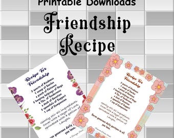 Freundschaft Rezept Kunstdruck, Handgemalte Blumen (Digitaler Download)