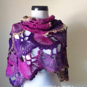 Autumn crochet lace shawl ,Plum crochet shawl ,Handmade lace shawl, gift for woman ,Multi color  crochet shawl ,scarves wrap ,ready to ship