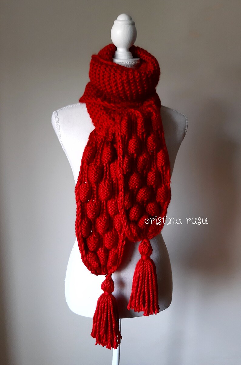 Red Oversize Scarf, Extra Long Hand Knitted Shawl, Shoulder Wrap, Neck ...
