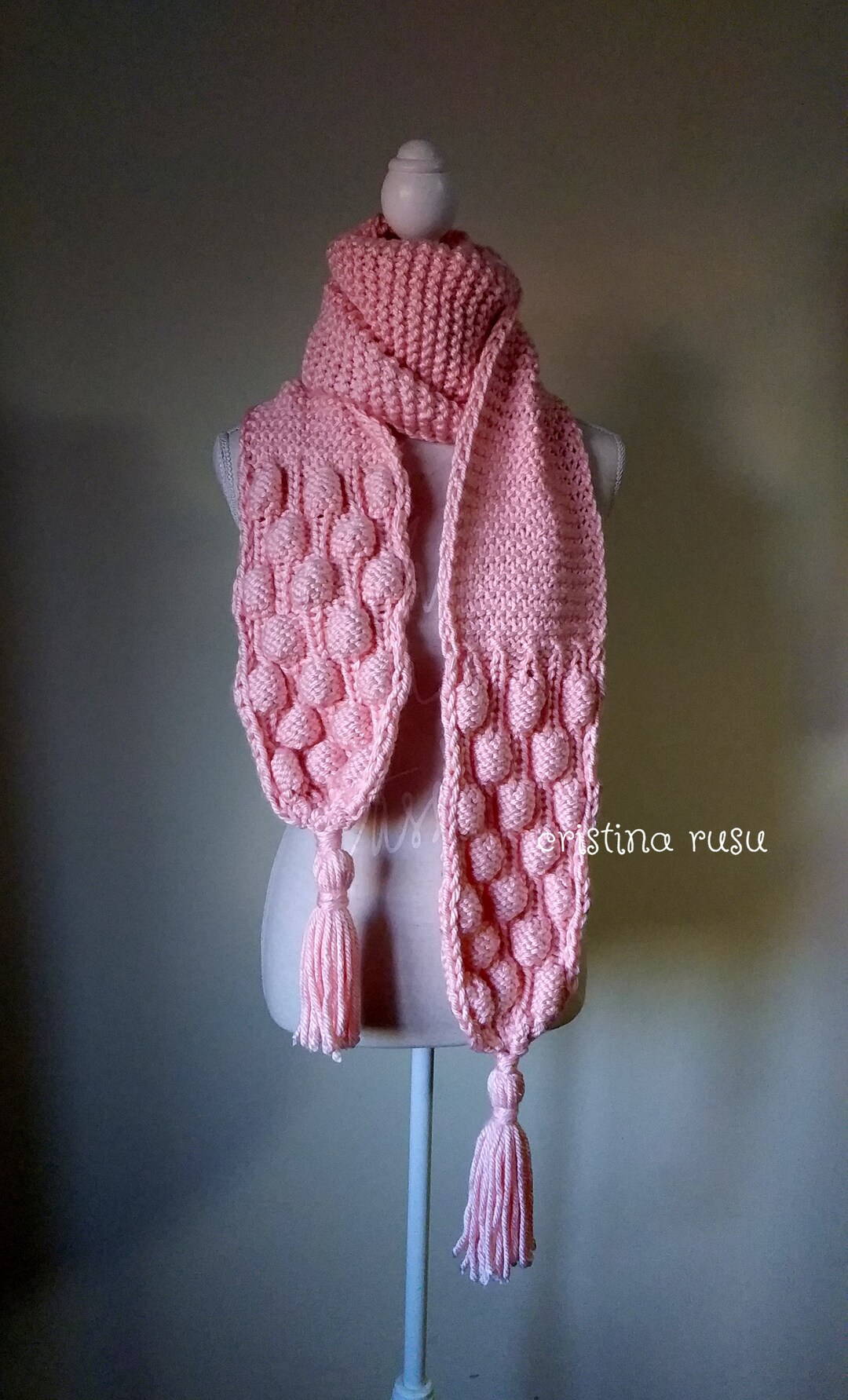 Light Pink Oversized Knit Wool Scarf main image 0