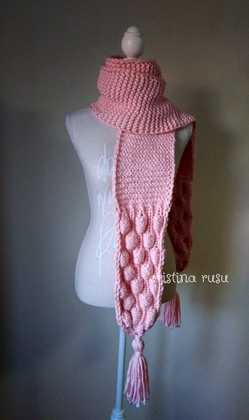 Light Pink Oversized Knit Wool Scarf main image 1