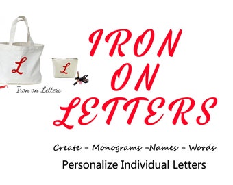 Iron On Fabric Letters, Personalize Individual Monograms, DIY Craft Kit, Applique Design