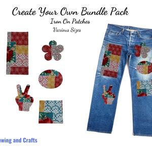 Floral Patchwork Iron On Patches: DIY Boho Bundle Pack Craft Kit