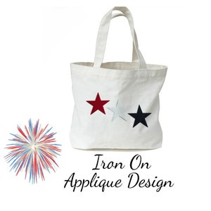 Iron on Red White and Blue Stars, 4th of July Applique Design For T-Shirts and Home Decor, DIY Craft Kit