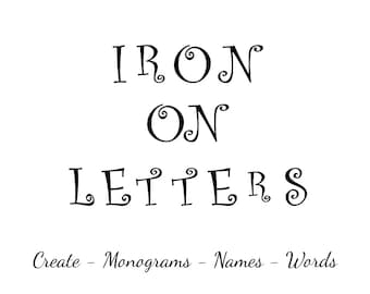 DIY Kit, Iron On Individual Monogram Letters, Fabric Applique Design, DIY Personalized Gift