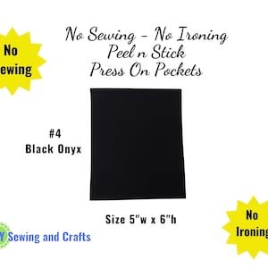 No Sew T-Shirt Pockets, Press On Peel N Stick, No Iron Needed, Permanent Add On Pockets, DIY Mens Pocket T-Shirts, Dress Shirts #4 Black Onyx