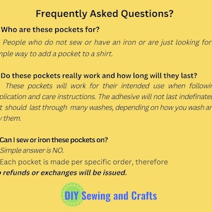No Sew T-Shirt Pockets, Press On Peel N Stick, No Iron Needed, Permanent Add On Pockets, DIY Mens Pocket T-Shirts, Dress Shirts image 3