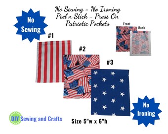 Patriotic Peel N Stick Pocket: Red White Blue DIY - No Sew