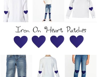 Knee Or Elbow Patches, Purple Iron On Fabric Applique Hearts, DIY Craft Kit Bundle Pack