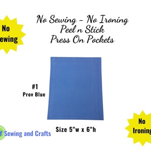 No Sew T-Shirt Pockets, Press On Peel N Stick, No Iron Needed, Permanent Add On Pockets, DIY Mens Pocket T-Shirts, Dress Shirts #1 Prov Blue