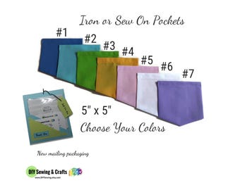 Pastel Cotton Patch Pockets: Sew or Iron On - DIY Craft Kit (5x5)