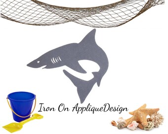 DIY Craft Kit Shark Birthday Decor, Iron On Applique Design For Pillows, Framed Art, Beach Bags and T Shirts