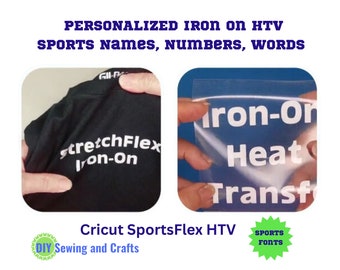 Iron On Sports Name & Numbers, Cricut SportsFlex HTV, DIY Custom Personalized TShirts, Hoodies, Sportswear, Iron On Stretch Heat Transfer