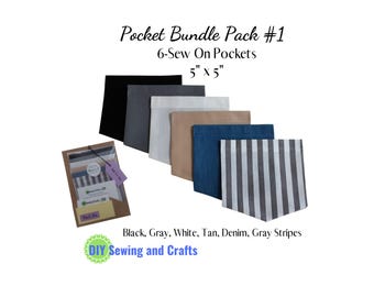 Sew On Patch Pocket Bundle Packs: Cotton DIY Craft Kit