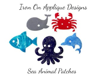 Iron On Summer Applique Designs, Sea Animals, Iron On Patches, DIY Craft Kit