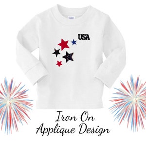 DIY 4th of July Craft Kit, Iron on Patches, Applique Design For T-Shirts and Home Decor, USA Red White and Blue Stars