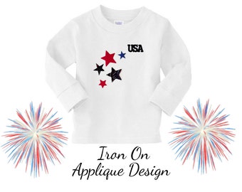 DIY 4th of July Craft Kit, Iron on Patches, Applique Design For T-Shirts and Home Decor, USA Red White and Blue Stars