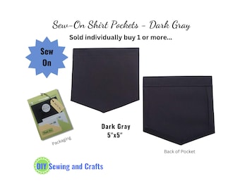 Sew On Patch Pocket Dark Gray: DIY Craft Kit (5"x5")