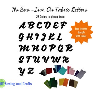 Single Iron On Fabric Alphabet Letters, DIY Craft Gift, Applique Monograms, Names and Words By DIY Sewing