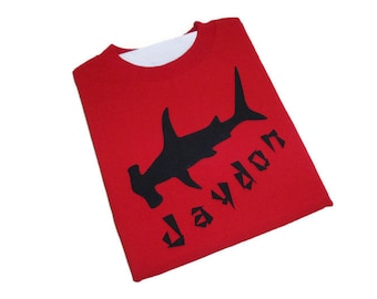 Iron On Applique, Hammerhead Shark & Name, Personalized Boys T Shirts, DIY Kit