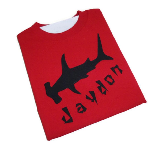 Iron On Applique, Hammerhead Shark & Name, Personalized Boys T Shirts, DIY Kit