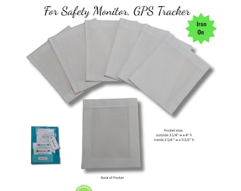 White Mini Iron On T-Shirt Pockets For Safety Monitor, GPS Tracker
