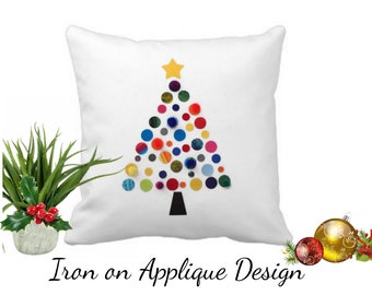 Christmas DIY Craft Kit Christmas Decor Applique Design, Iron On Christmas Tree for Pillows, Wall Art, Bags and Shirts