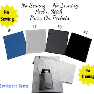 No Sew T-Shirt Pockets, Press On Peel N Stick, No Iron Needed, Permanent Add On Pockets, DIY Mens Pocket T-Shirts, Dress Shirts Handmade